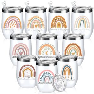 thank you gifts inspirational may you be proud tumbler cup 12 oz stainless steel insulated rainbow mug with lids for women coworker employee teacher nurse volunteer appreciation graduation(10 pcs)
