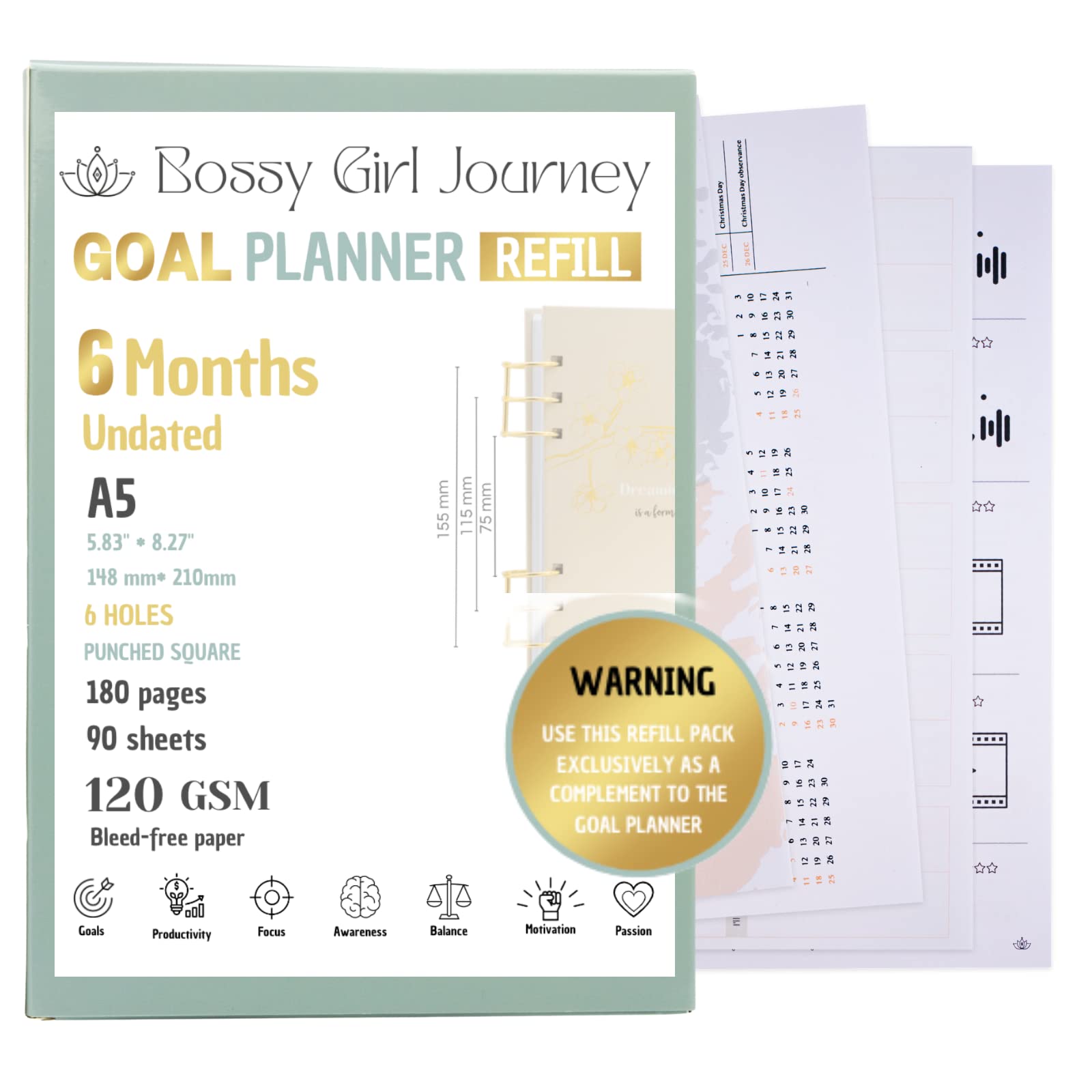 Bossy Girl Journey Goal Planner Refill Sheets