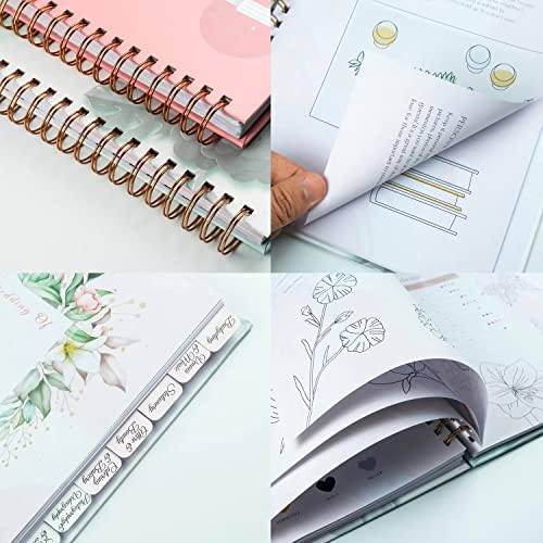 Wedding Planner & Organizer - Floral Gold Edition, Diary Engagement Gift Book & Bride To Be Countdown Calendar, 9" x 11", Brown Leaf
