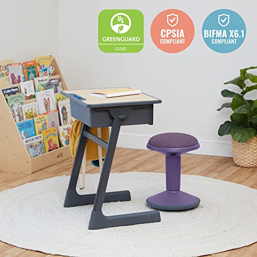 ECR4Kids Sitwell Wobble Stool with Cushion, Adjustable Height, Active Seating, Eggplant