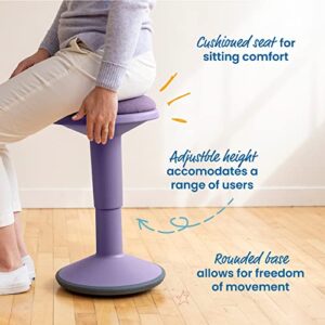 ECR4Kids Sitwell Wobble Stool with Cushion, Adjustable Height, Active Seating, Eggplant