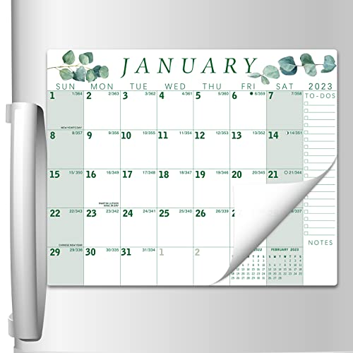 JOYCOLOR 2023 Aesthetic Magnetic Calendar for Fridge - Monthly Calendar with Holiday, 13'' x 10.6", January 2023 - December 2023 - Desk or Refrigerator Calendar Pad for Easy Planning, A