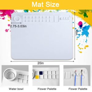 Phhasxyle Silicone Painting Mat - Silicone Craft Mat,Silicone Paint Mat,Craft Mat,Silicone Mats for Crafts,Kids Craft Table,Non-Stick Silicone Sheet with Cleaning Cup for Art, Handmade(20x16 in,White)