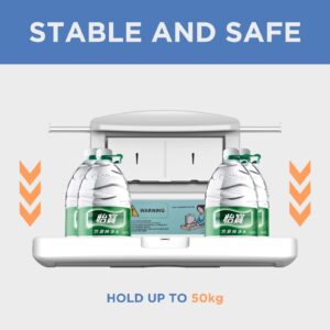 interhasa! Baby Changing Station, Commercial Wall Mounted Fold Down Baby Changing Station with Adjustable Safety Strap, Storage Box,Horizontal-X1001S