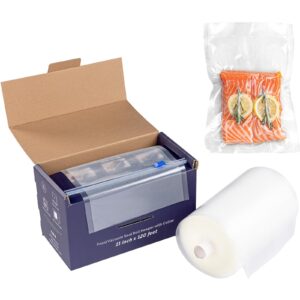 geryon vacuum sealer bags, 11" x 120' rolls with cutter box, 4 mill vacuum seal bags for all vacuum sealer machines, perfect for food storage, meal prep, sous vide cooking