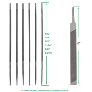 HeyCarb Chainsaw Sharpener File Kit Contains 5/32, 3/16, 7/32, 11/64, 9/64, 13/64 Inch Files, Wood Handle, Depth Gauge,Flat File, Quick Check Gauge,Cleaner,Pouch - for Sharpening and Filing Chainsaws