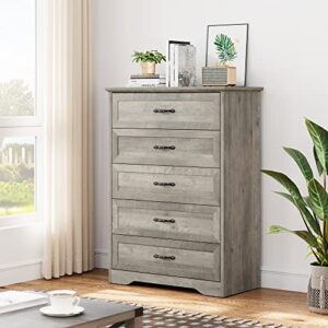 Amyove PHO_0WDE3TP6, 5-Drawer Chest, Grey