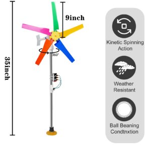 DIY Small Wind Turbine Generator Kit and Light Strip | Backyard Decoration，35" Height 18.1" Diameter