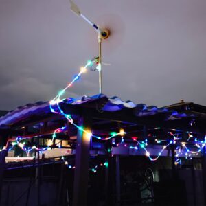 DIY Small Wind Turbine Generator Kit and Light Strip | Backyard Decoration，35" Height 18.1" Diameter