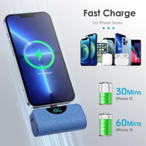 Small Portable Charger 5200mAh,Upgraded Ultra-Compact 20W PD Fast Charging Power Bank Smart LCD Display Cute Battery Pack Compatible with iPhone 14/14 Pro Max/13/13 Pro/12/12 Pro/11 (Light Purple)