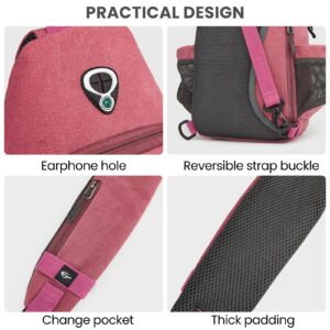 G4Free Canvas Sling Bag Crossbody Backpack with USB Charging Port & RFID Blocking, Hiking Daypack Chest Bag for Women Men(Pink)