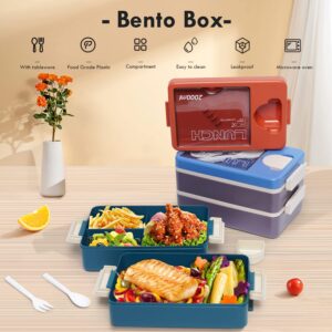 Aomola Bento Box Adult Lunch Box, 2000ML Bento Lunch Box with 4 Compartment for Older Kids or Teens, Tableware & Sauce Vontainers, BPA-Free, Dishwasher Safe, Food-Grade Materials, Leakproof (Orange)