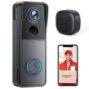 xtu doorbell camera with chime, video doorbell wireless with motion zones customization, voice changer, pir human detection, no monthly fees, battery-powered smart wifi doorbell for home security