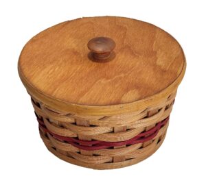 amish berry basket with solid oak lid, knob, and bottom (red)
