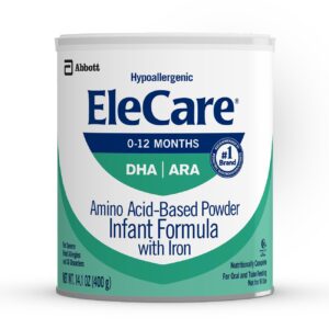 elecare hypoallergenic infant formula, complete nutrition for food allergies, amino acid-based baby formula powder, 14.1-oz can