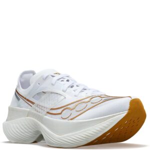 Saucony Women's Endorphin Elite Sneaker, White/Gold, 7.5