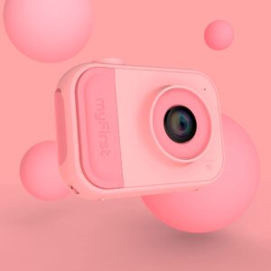 myFirst Camera 10 - Digital Mini Camera for Boys Girls Age 4-19 5MP Video Photo Support 32GB Memory Card, Comes with Tripod Screw Adapter Suitable for Birthday Gift (Pink)