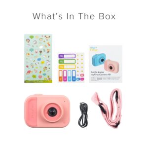 myFirst Camera 10 - Digital Mini Camera for Boys Girls Age 4-19 5MP Video Photo Support 32GB Memory Card, Comes with Tripod Screw Adapter Suitable for Birthday Gift (Pink)