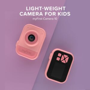 myFirst Camera 10 - Digital Mini Camera for Boys Girls Age 4-19 5MP Video Photo Support 32GB Memory Card, Comes with Tripod Screw Adapter Suitable for Birthday Gift (Pink)