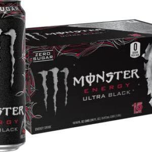 Monster Energy Ultra Black, Sugar Free Energy Drink, 16 Ounce (Pack of 15)