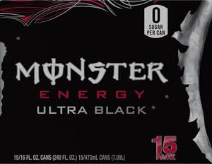 Monster Energy Ultra Black, Sugar Free Energy Drink, 16 Ounce (Pack of 15)