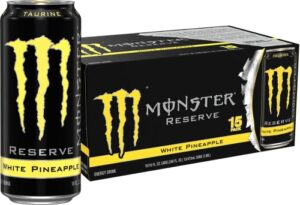 monster energy reserve white pineapple, yellow, energy drink, 16 ounce (pack of 15)