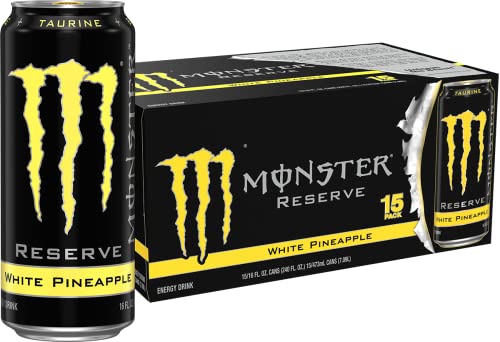 Monster Energy Reserve White Pineapple, Yellow, Energy Drink, 16 Ounce (Pack of 15)