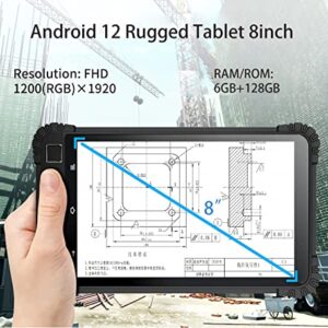 Upgraded Rugged Android Tablet, 8" IP68 Waterproof Ruggedized Tablet with Octa-Core CPU,Android 12.0, 6GB RAM,1284GB Storage, Wi-Fi, 13 Mega Camera,Waterproof Tablet for Enterprise Mobile Field Work