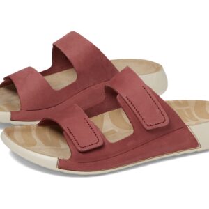 ECCO Women's Cozmo Two Band Slide Sandal, Petal Trim Nubuck, 8-8.5