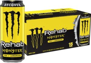 monster energy rehab tea + lemonade + energy, energy iced tea, energy drink 15.5 ounce (pack of 15)