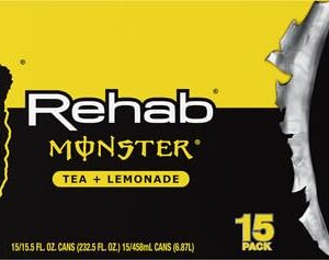 Monster Energy Rehab Tea + Lemonade + Energy, Energy Iced Tea, Energy Drink 15.5 Ounce (Pack of 15)