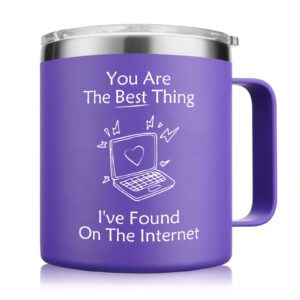 nowwish valentines day gift for her, wife, girlfriend - best thing i found on the internet 14oz mug - funny presents for anniversary, birthday, mothers day, christmas - purple