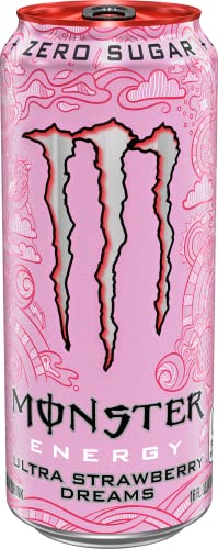 Monster Energy Ultra Strawberry Dreams, Sugar Free Energy Drink, 16 Ounce (Pack of 15)