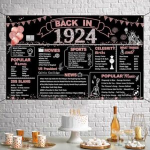 DARUNAXY 101st Birthday Rose Gold Party Decoration, Back in 1923 Banner 101 Year Old Birthday Party Poster Supplies, 6x3.6ft Large Vintage 1923 Backdrop for Girls Photography Background for Women