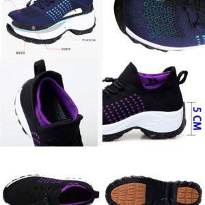 Women Orthopedic Stretch Cushion Shoes Comfy Cloud Pro Breathe Mesh Sock Fashion Sneakers Antiskid Wedge Running Footwear (9,Purple)