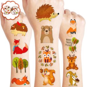 woodland temporary tattoos birthday party supplies decorations 96pcs tattoos stickers super cute fall party favors kids girls boys gifts classroom school prizes themed christmas