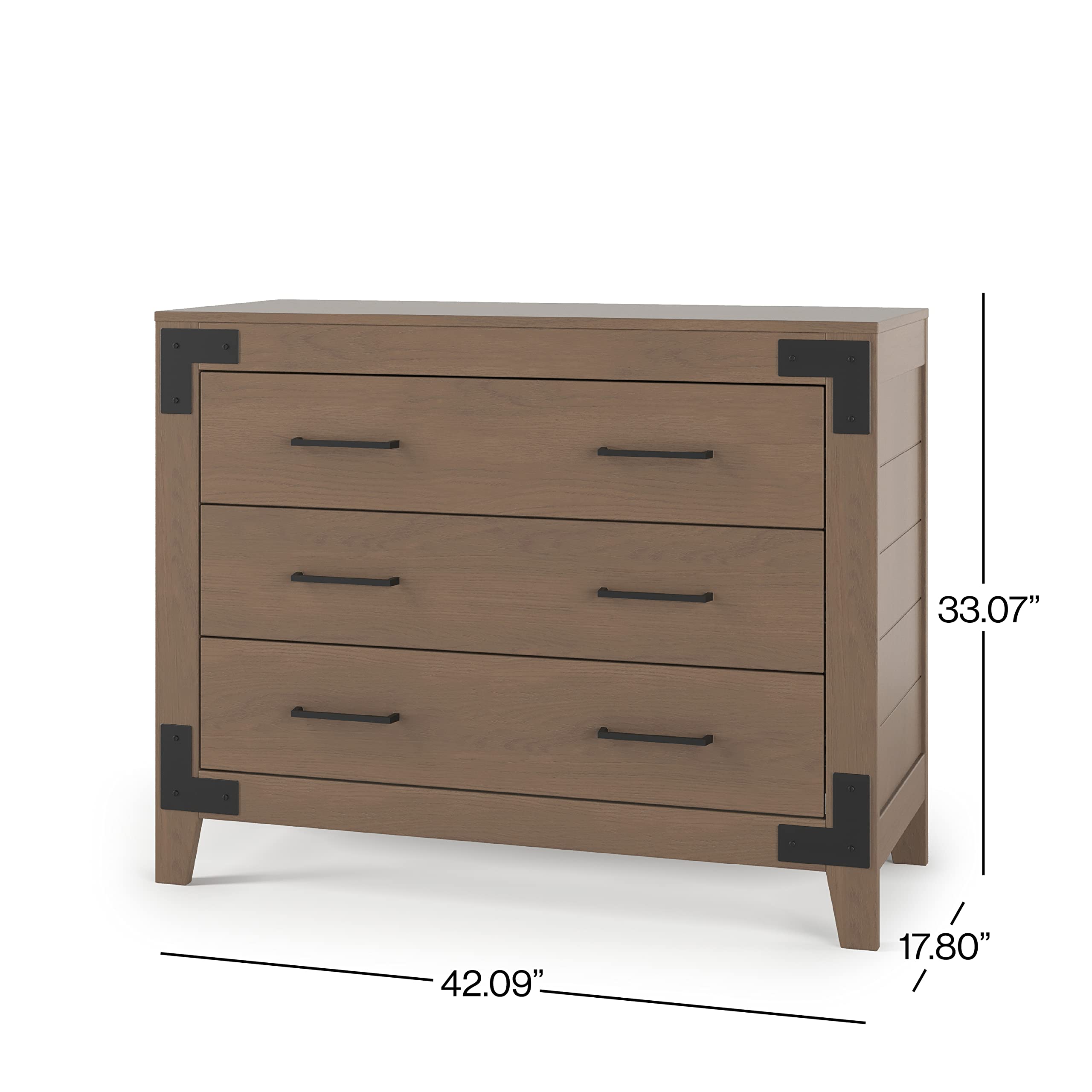 Child Craft Lucas 3 Drawer Dresser for Nursery or Bedroom, Plenty of Storage, Anti-Tip Kit Included to Prevent Tipping, Non-Toxic, Baby Safe Finish (Dusty Heather)