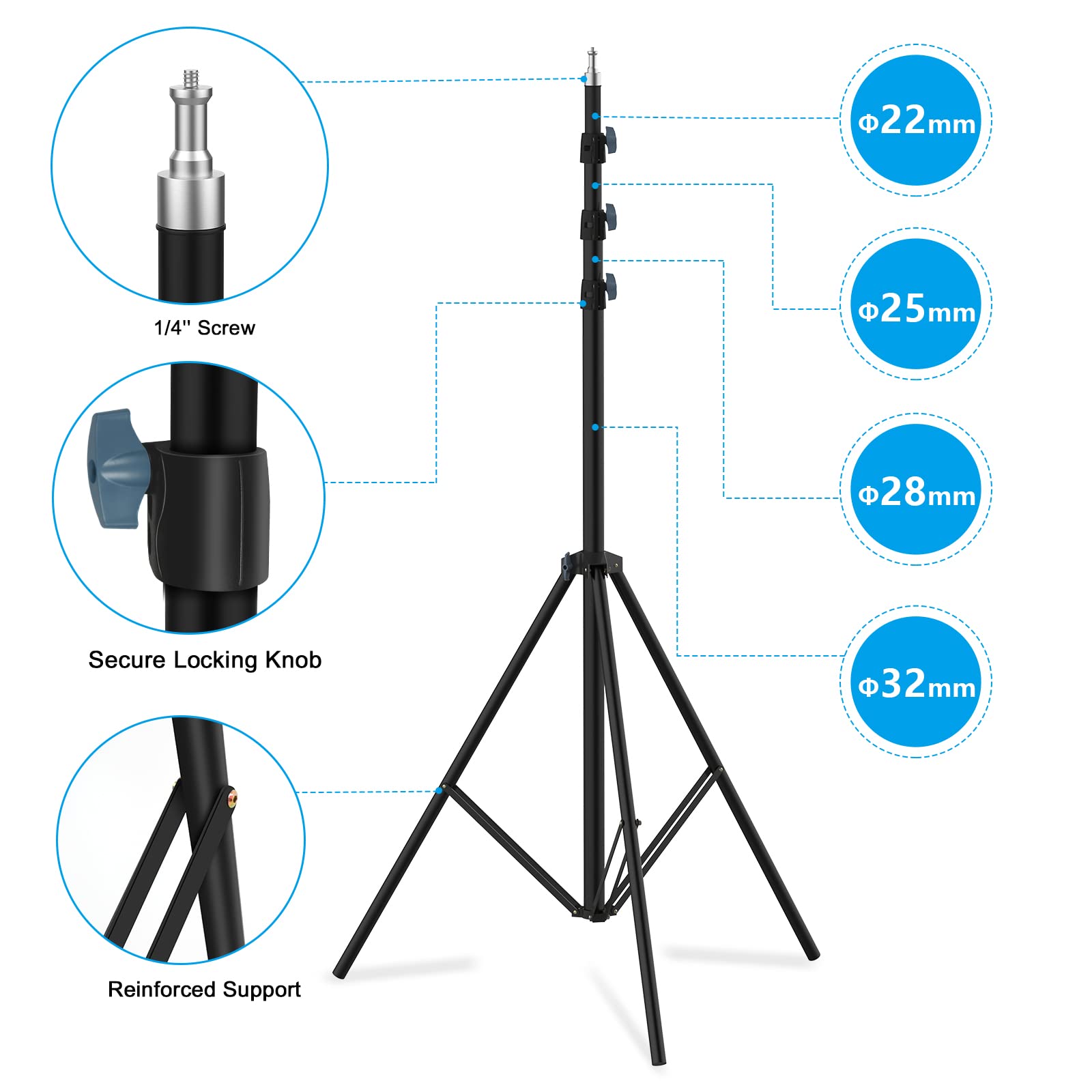 Gltire 20 feet /240 inches Heavy Duty Light Frame Camera Sports Tripod Air Cushion, Metal Light Frame Camera Sports Photography, Lighting, Photography Studio Camera Universal-Joint stabilizer...