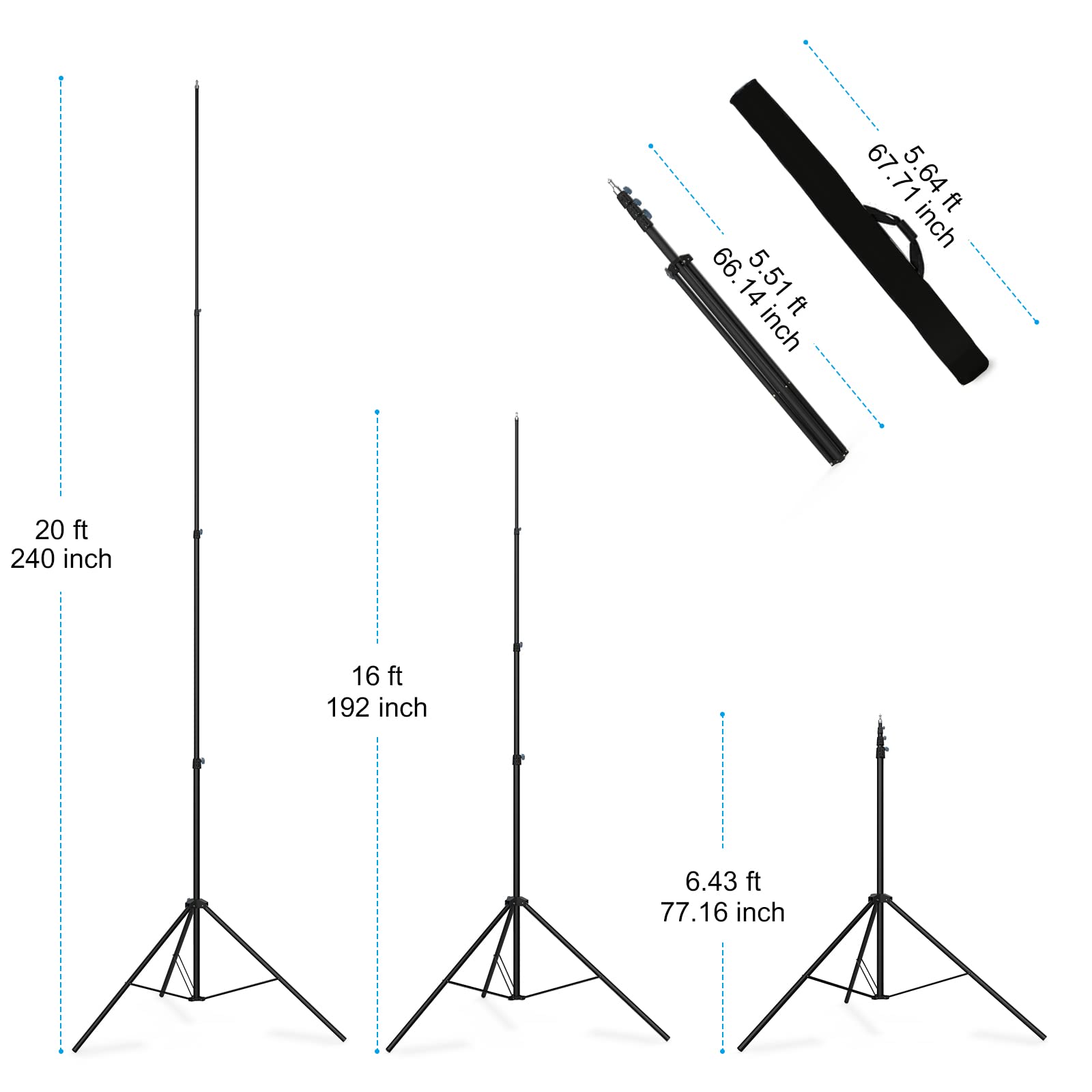 Gltire 20 feet /240 inches Heavy Duty Light Frame Camera Sports Tripod Air Cushion, Metal Light Frame Camera Sports Photography, Lighting, Photography Studio Camera Universal-Joint stabilizer...