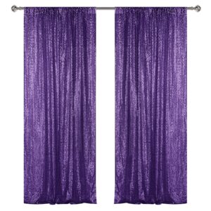 Sugargirl Purple Sequin Backdrop Curtain 2 Panels 2FTx8FT Glitter Purple Background Drapes Sparkle Photography Backdrop for Party Wedding Birthday Wall Decoration