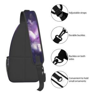 Galaxy Cat Sling Bag Travel Crossbody Backpack for Women Crossbody Chest Daypack Gifts for Christmas Medium