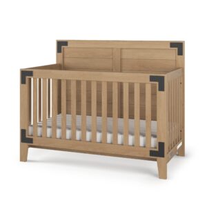 child craft lucas 4-in-1 convertible crib, baby crib converts to day bed, toddler bed and full size bed, 3 adjustable mattress positions, non-toxic, baby safe finish (nutmeg)