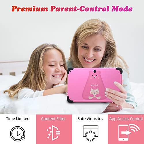 weelikeit Kids Tablet 8 inch Android 11, Learning Tablets for Children, 2+32GB Touchscreen Toddler Tablet with WiFi 6, Bluetooth, Kids App Pre-Installed, YouTube, Case, Stand, Stylus(Pink)