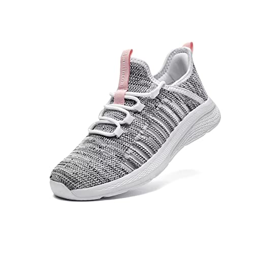 Lamincoa Womens Walking Running Shoes Lightweight Sneakers Slip On Memory Foam Tennis Shoes for Women Ash White