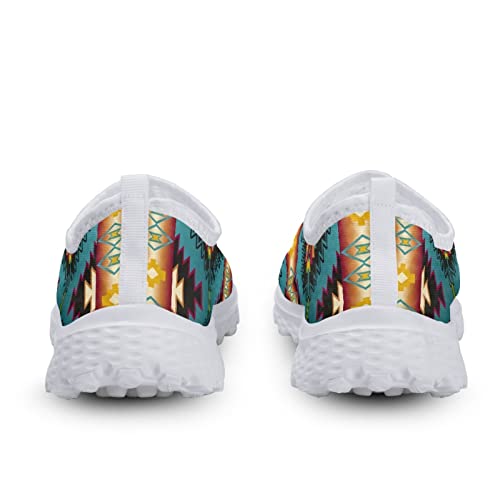 SCRAWLGOD Women Walking Shoes Southwest Navajo Native American Print Casual Breathable Running Tennis Shoes Flat Sneakers