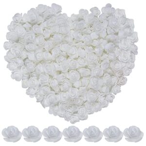 cnomg 200pcs mini artificial rose artificial fake rose head foam artificial rose for diy crafts wedding party valentine's day festival home decoration(200, white)