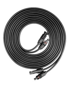 qwork solar cable: 20-ft 2x10 awg twin wire solar extension cable, copper strand, complete with female and male connectors - ideal for homes, shops, and rv solar panels