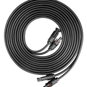 QWORK Solar Cable: 20-ft 2x10 AWG Twin Wire Solar Extension Cable, Copper Strand, Complete with Female and Male Connectors - Ideal for Homes, Shops, and RV Solar Panels