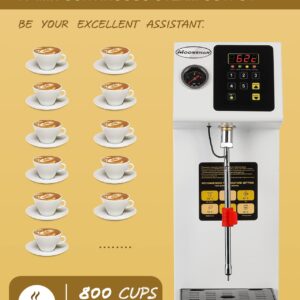Moonshan Commercial Steam Milk Frother Fast Heating Milk Steamer Machine Boiler Quick Button Electric Fully-Automatic Coffee Foam Maker Frothing Machine for Coffee, Milk, Bubble Tea, Milk Tea