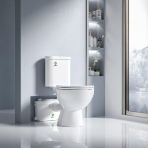 superflo macerating toilet system silent & powerful upflush toilet to bathroom sink &tub with 600w toilet pump & ac vent for basement